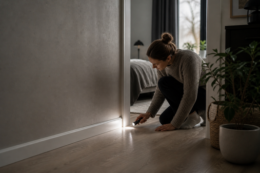 Limfelle plassert langs vegglist i skandinavisk hjem